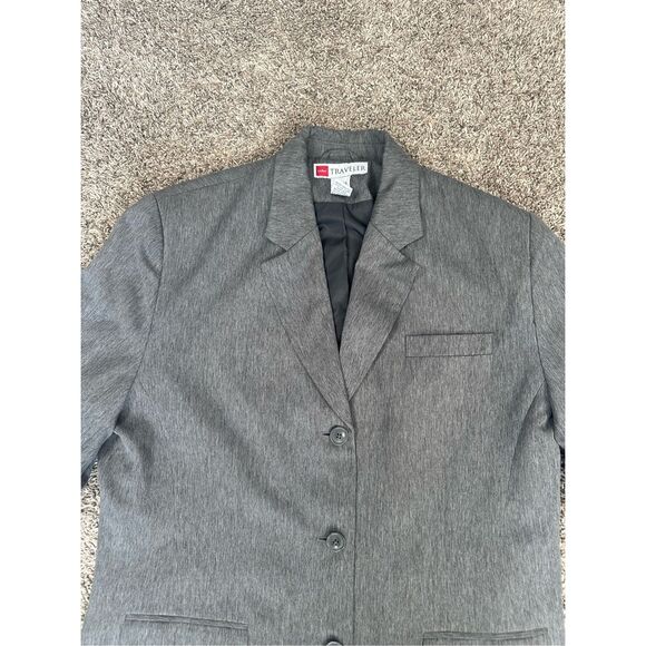 Vintage L.L. Bean Traveler Gray Blazer Jacket Women’s 20 Three Buttons Office - Picture 7 of 14